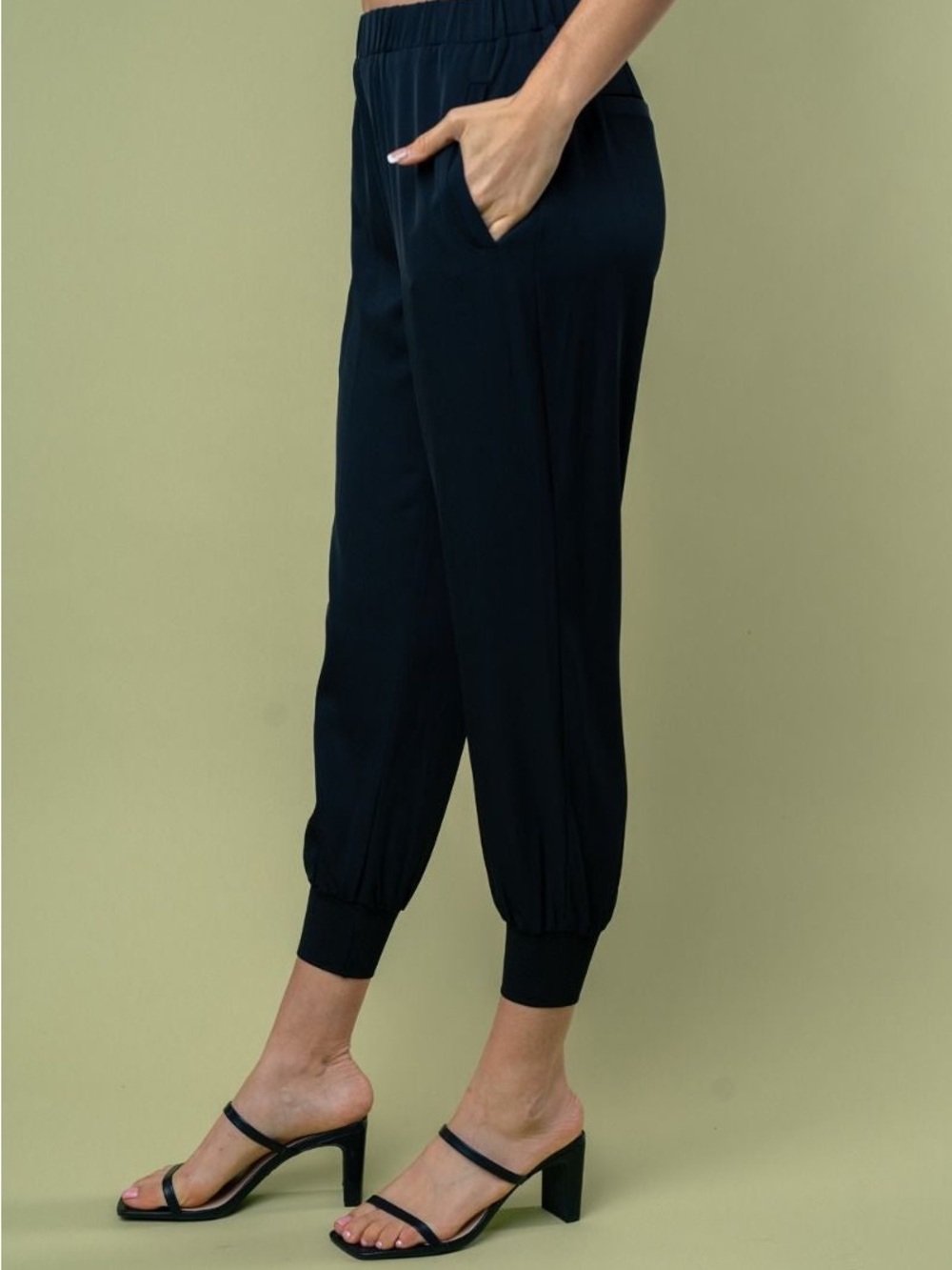 S XL White Birch Black Elastic-Waist Jogger Pants